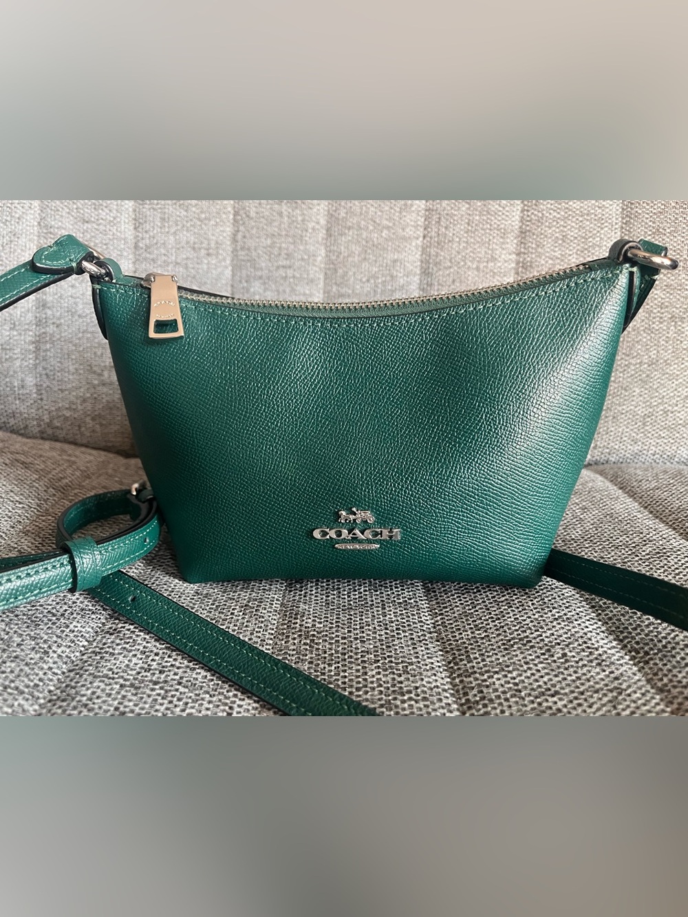 Coach Teal Green Pebbled Leather Crossbody